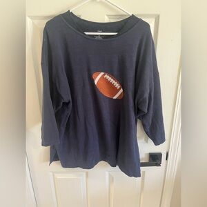 CJ Banks Navy Long Sleeve Tee with Football Applique